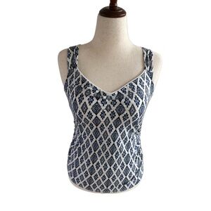 WHBM | Blue diamond ruched top | size M | Very Good Condition